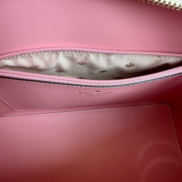 🆕 Kate Spade Adel Small Tote Bag Neutral Color Beige & Pink Leather - Picture 3 of 12